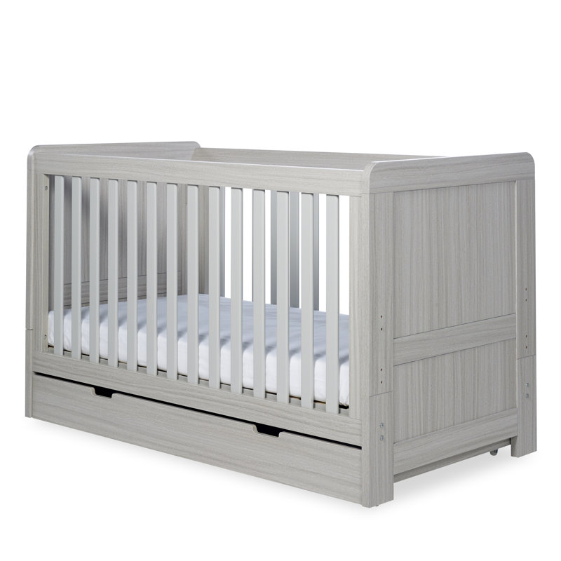 Pembrey Cot Bed and Under Drawer, Ash Grey