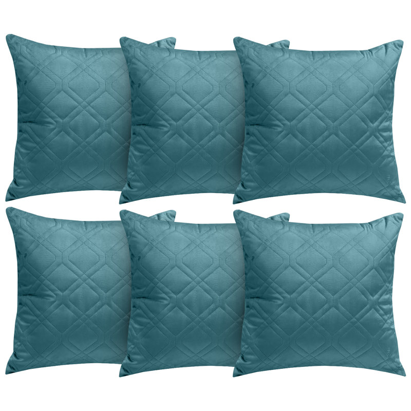 Aspire Homeware Diamond-Pattern Square Velvet Cushion Cover, Pack of 6, Teal