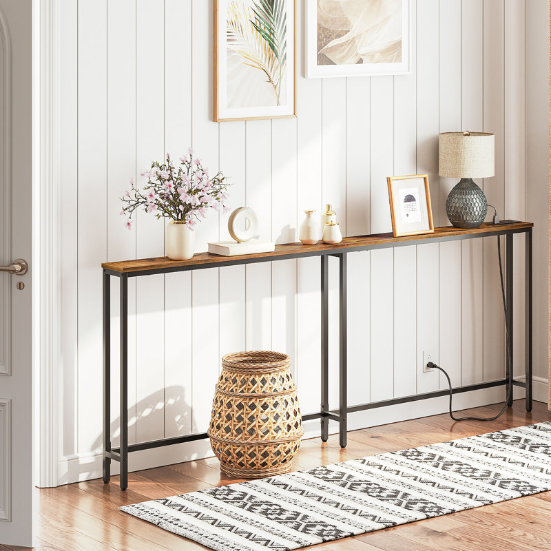 Canapé-console avec prise de courant Castiglione, Brun, H 31,5 po x l 78,7 po x P 5,9 po