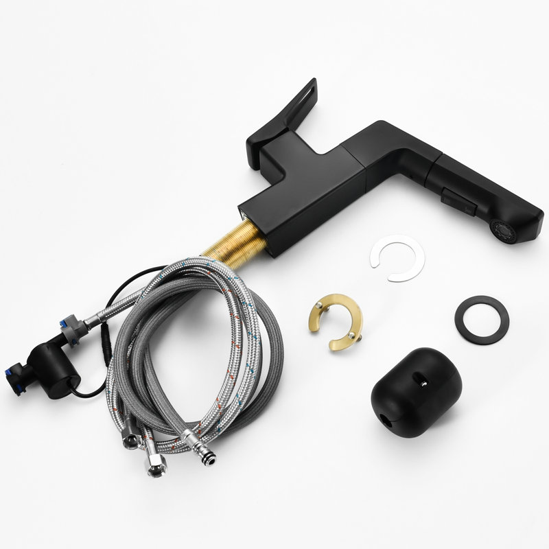 Matte Black Smart Bathroom Faucet With Led Temperature, Pull - Out , Single Hole Installation, 45 Swivel Spout, Tarnish And 23.6 Inch Deck Mount,