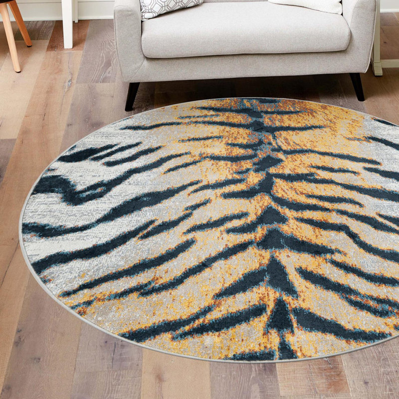 Animal Print Indoor Rug, Round 5'3"