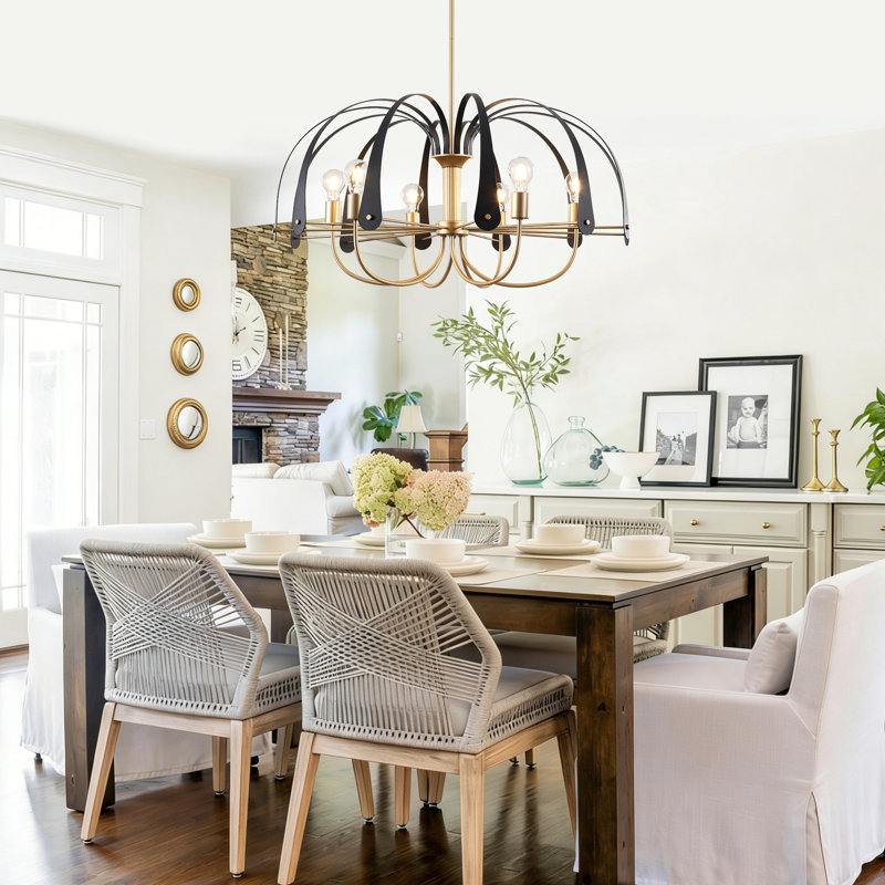 6 Lights Black And Gold Geometric Chandelier