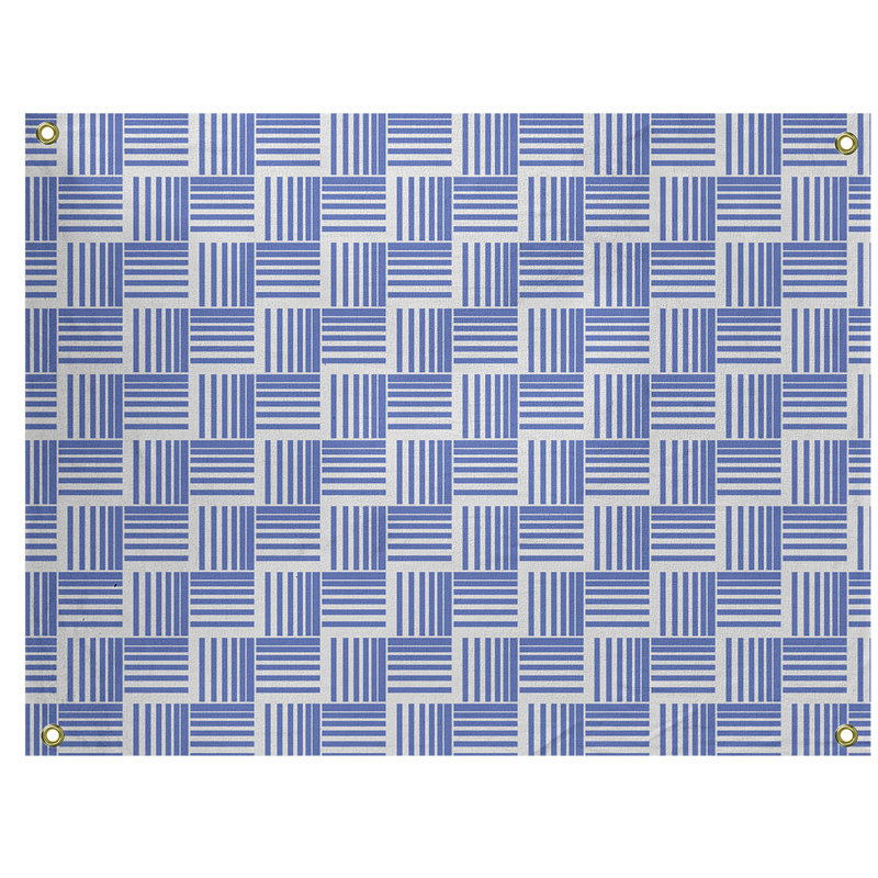 Tapisserie, H 50 po x l 59 po, Bleu/blanc