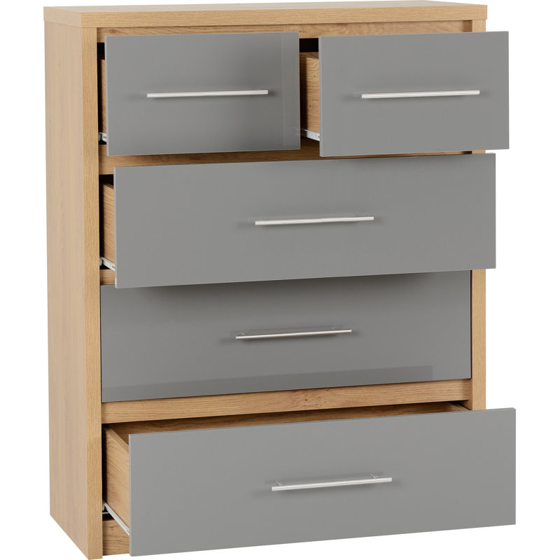 Louisa 5 Drawer Narrow Chest, Grey