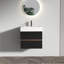 Grace 24'' Bathroom Vanity with Matt Black Engineered Quartz Sink and Soft Black Drawers, Wall Mounted Floating Bathroom Vanity for Modern Bathroom, One-Piece Matt Black Basin, KD-1164689039