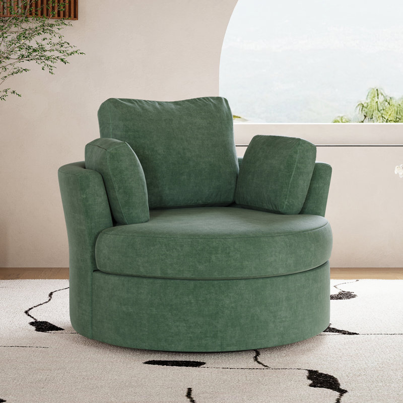 Fauteuil demi-tonneau pivotant l 42,1 po Berey, Polyester vert