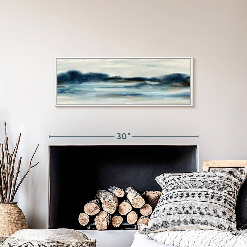 Vue panoramique sur la baie, Cadre flottant blanc, 28 po x 10 po