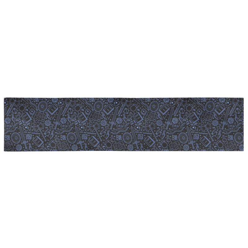 Avicia Geometric Table Runner, 90" x 16", Black/Blue, 100% Cotton