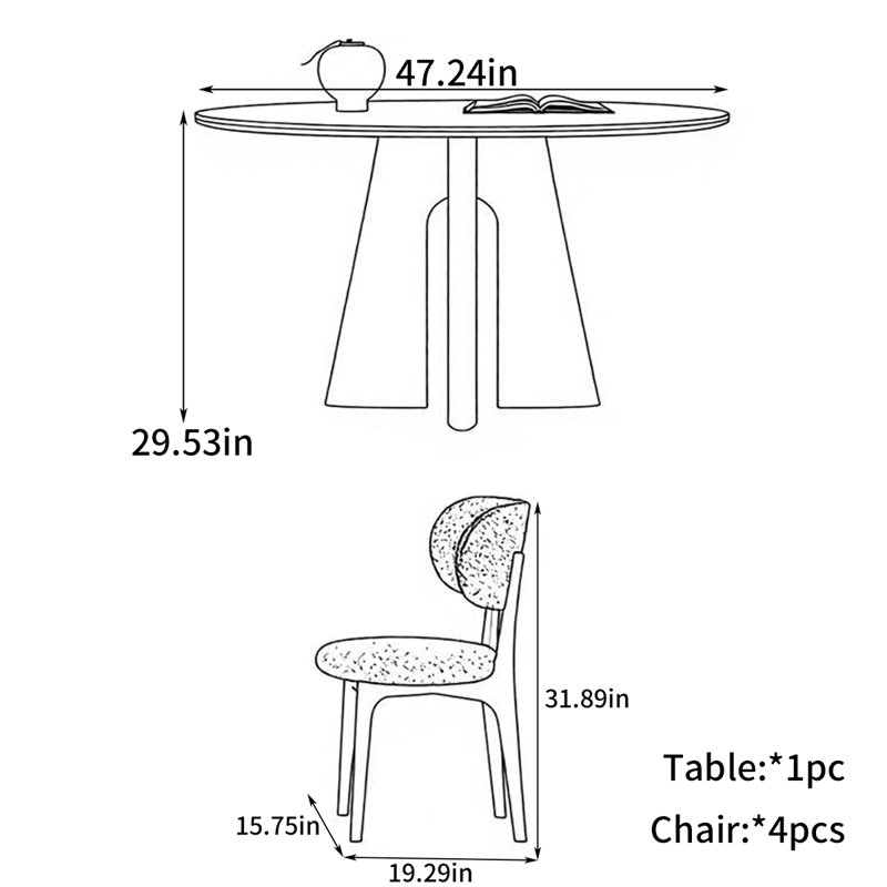Table de salle à manger Southam, H 29,53 po x l 47,24 po x P 47,24 po