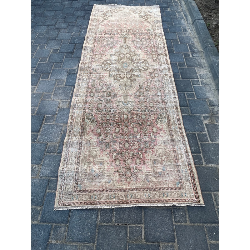 Vintage Wool Patchwork Runner, 1.5 x 4.2 Ft Beige Rug