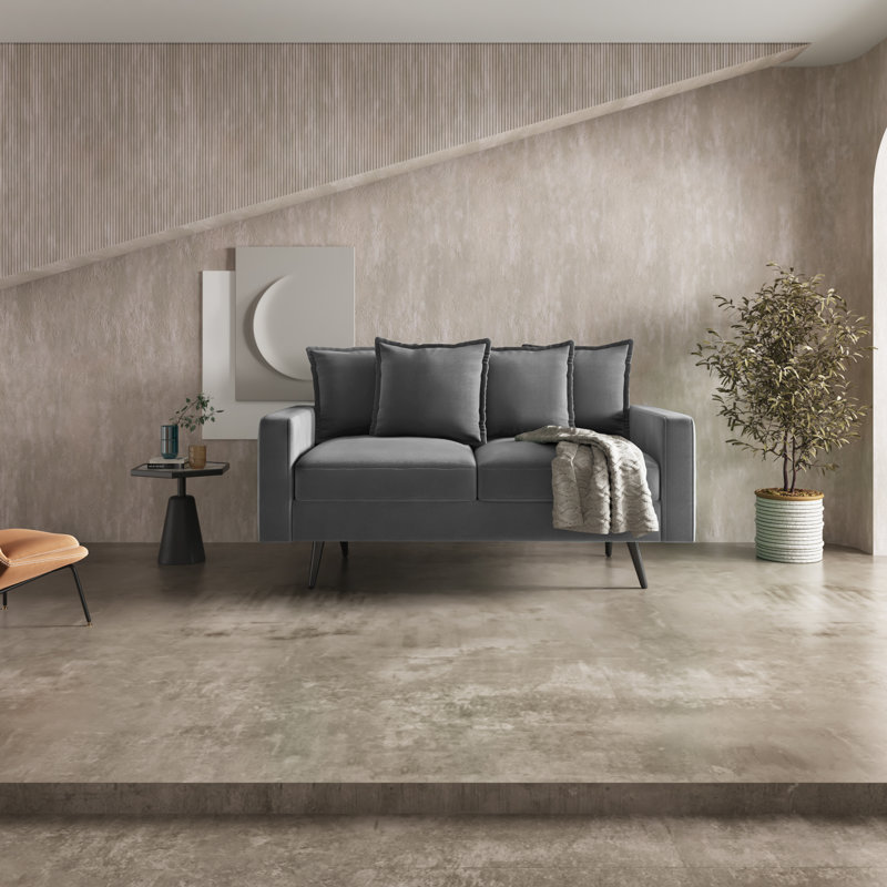 Veronica 58'' Velvet Square Arm Sofa Loveseat, Grey