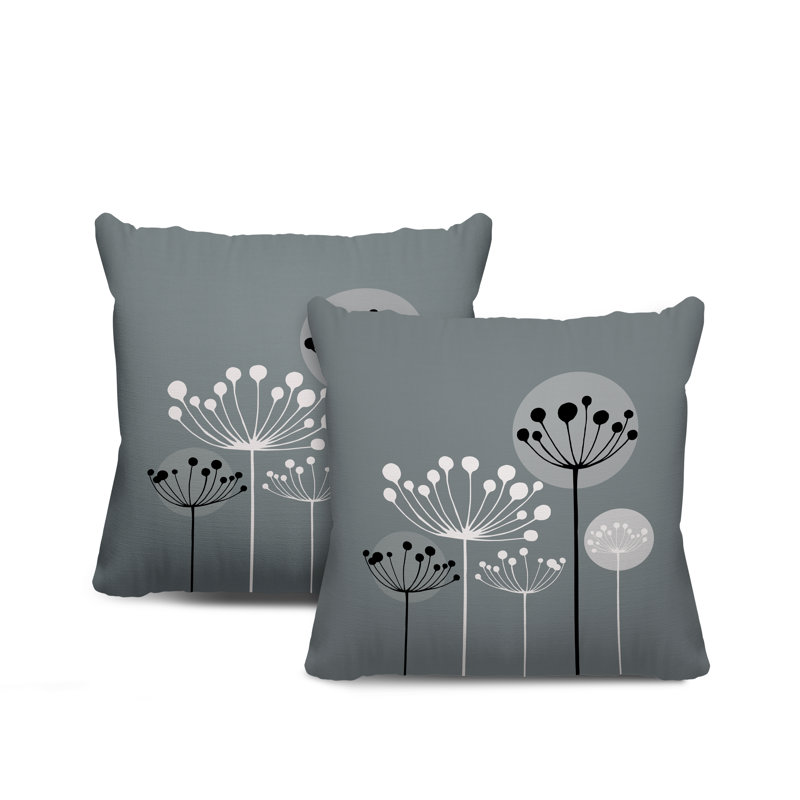 Housse et insert de coussin décoratif intérieur / extérieur en mélange de polyester, L 17 po x H 17 po, Gris