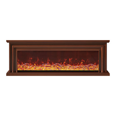 Solid + Manufactured Wood Freestanding TV Cabinet Fireplace