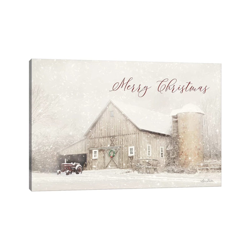 Merry Christmas Farm - Estampe numérique sur toile tendue avec châssis, H 12 po x l 18 po