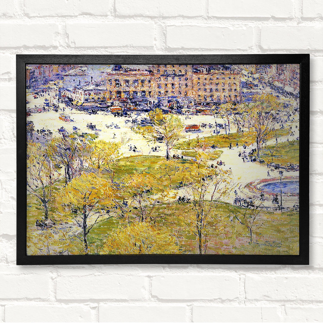 Quadrat im Frühling von Childe Hassam - Geschlossener Eckrahmen Kunstdrucke auf Holz