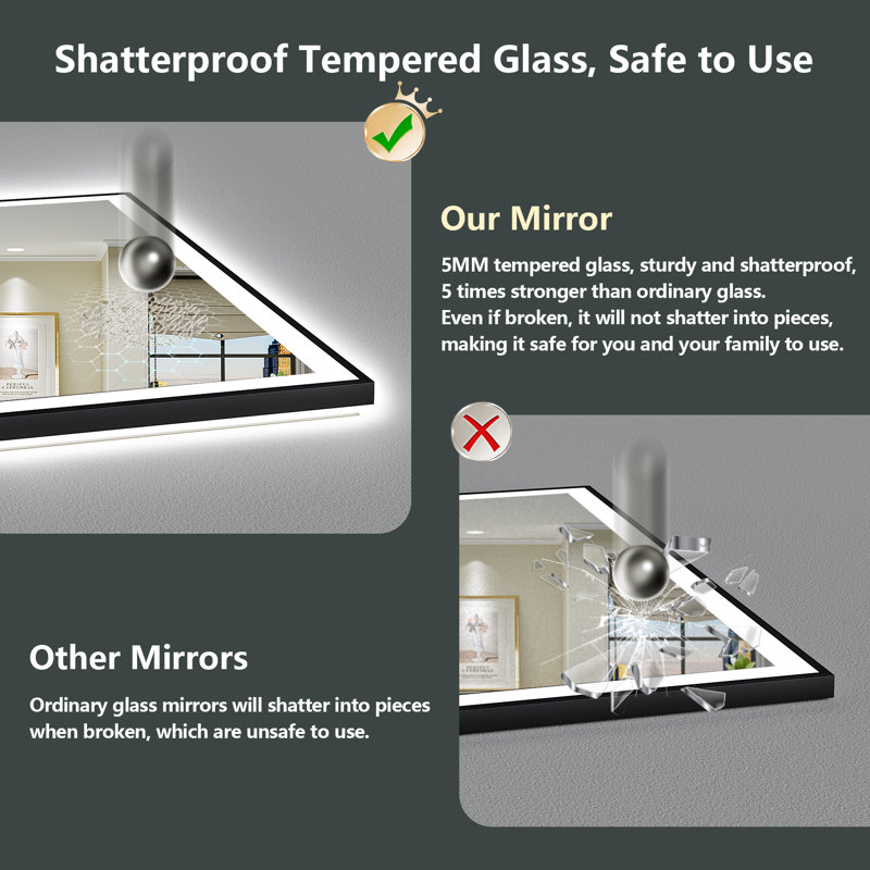 Miroir de salle de bain Tyeishia Matte, 40'' x 24''