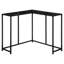 Table d'appoint contemporaine pour chambre à coucher - plateau en stratifié d'aspect marbre noir et structure en métal, base de console moderne à angle étroit, style