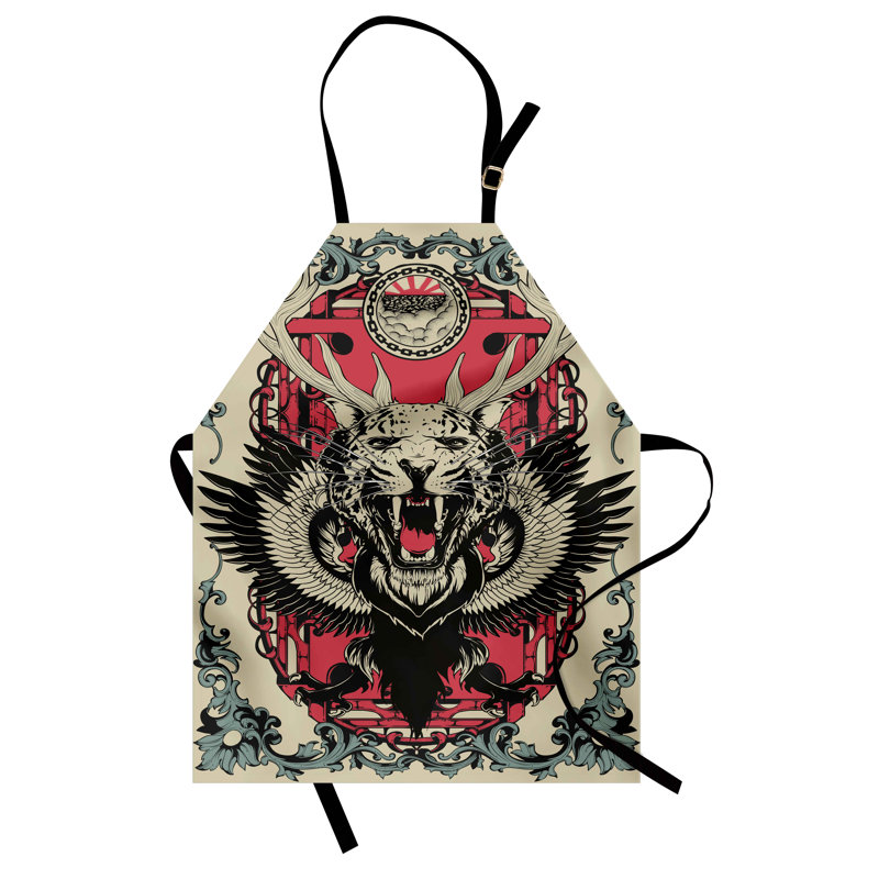 Multicolore tablier East Urban Home Animal unisexe, cornes à tête de léopard, taille adulte