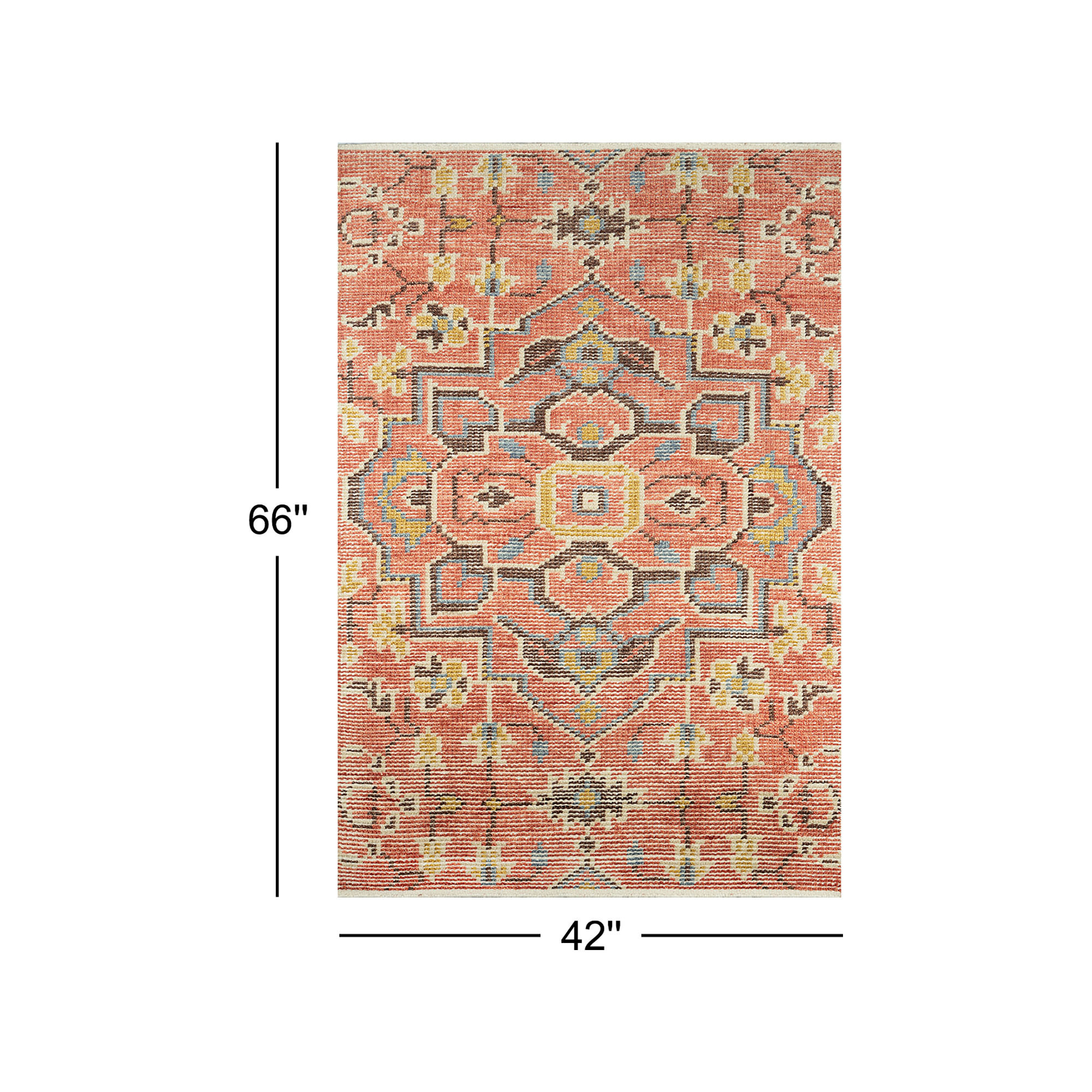 Reese Handmade Wool Red Rug, Rectangle 3'6" x 5'6"