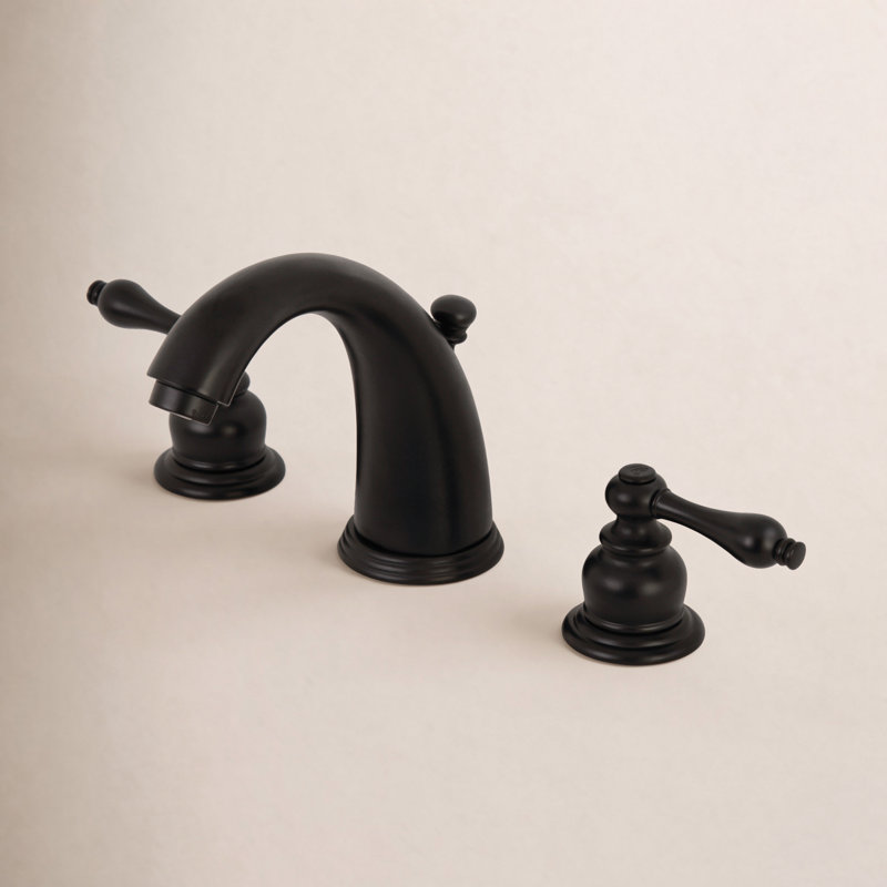 Kingston Brass Victorian Two-Handle 3-Hole Deck Mount Widespread Bathroom Faucet with Retail Pop-Up Drain, Matte Black