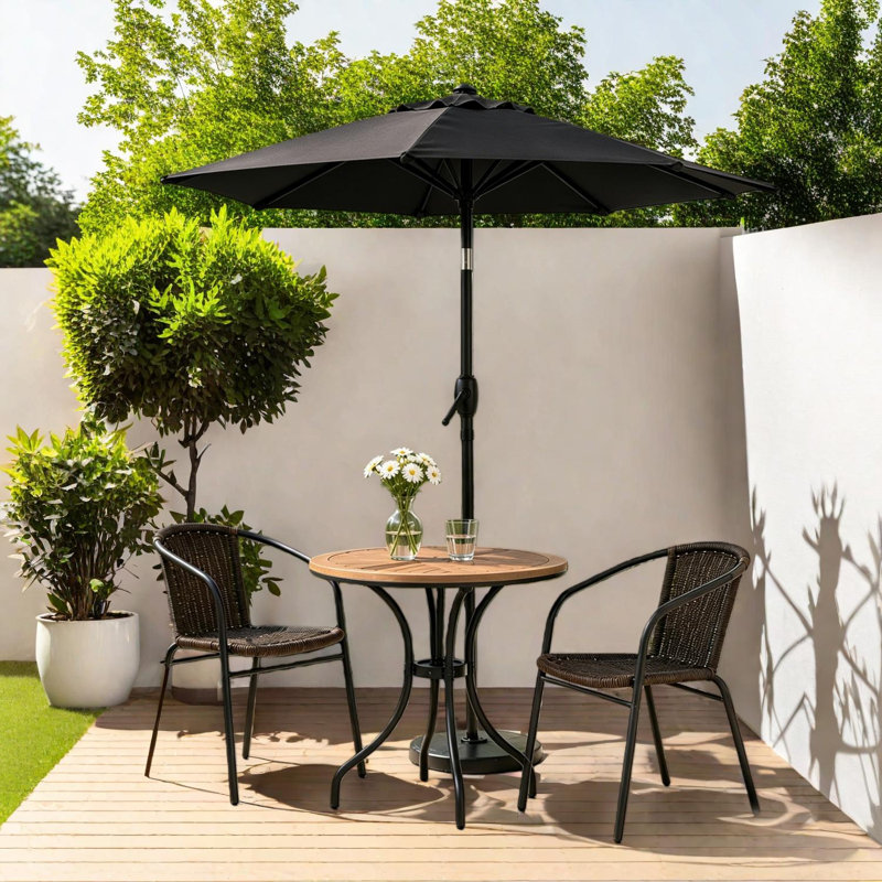 Parasol de marché de 7,5 pi avec bouton-poussoir, relevage à manivelle et évent pour terrasse de jardin, Gray