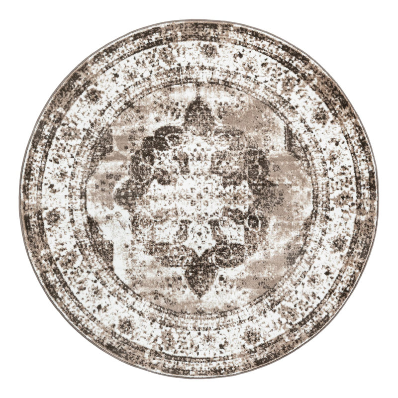 Brandt Oriental Area Rug, Round 6'1", Light Brown