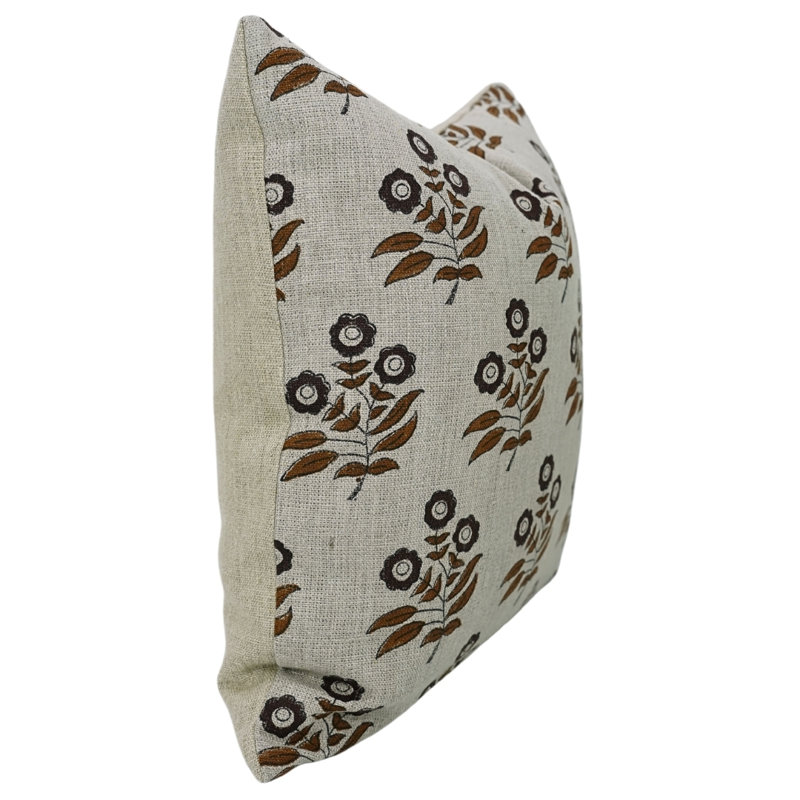 Housse de coussin lombaire à motif de blocs Fab printine, printemps été, décoration intérieure (Chahat, brun) 14 po x 36 po