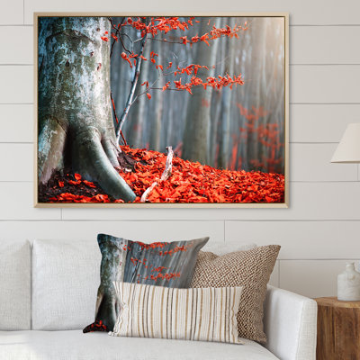 Mystic Red Forest Autumn Landscape - Décoration murale traditionnelle sur toile
