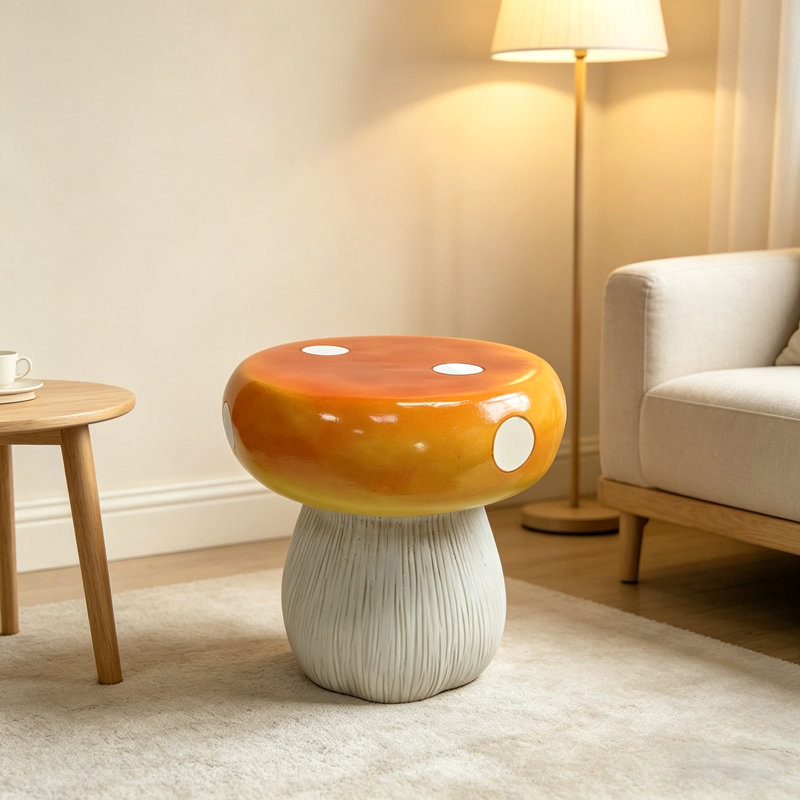 Mushroom Model Statue Stool, Outdoor Garden Resin Stool, 13.8-inch Oversized Forest Base Mushroom Model Stool, Courtyard Lawn Courtyard Summer Decoration Indoor Stool, Multi-purpose And Innovative Gar