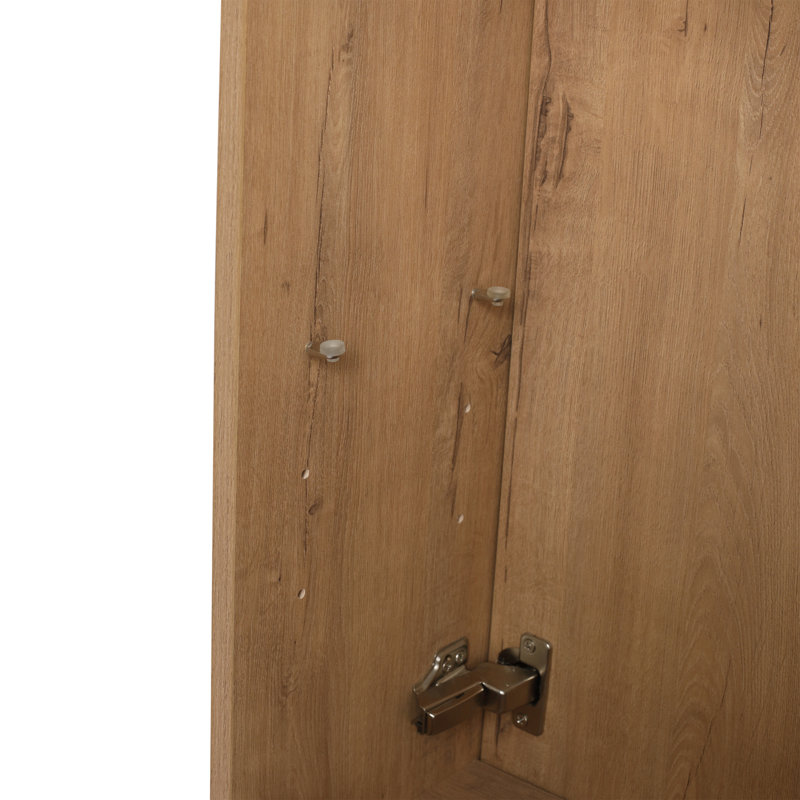 Meuble-lavabo autoportant de 23 po avec lavabo et support de rangement, portes à fermeture douce, Imitation chêne