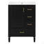 Meuble-lavabo moderne de 24 po avec lavabo en céramique, porte à fermeture douce, 3 tiroirs, poignées dorées et support de porte pour un rangement peu encombrant-68249979