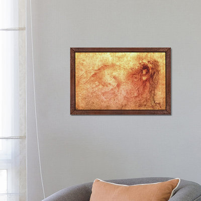 Sketch of a Roaring Lion by Leonardo Da Vinci - 1 Piece Painting on Canvas