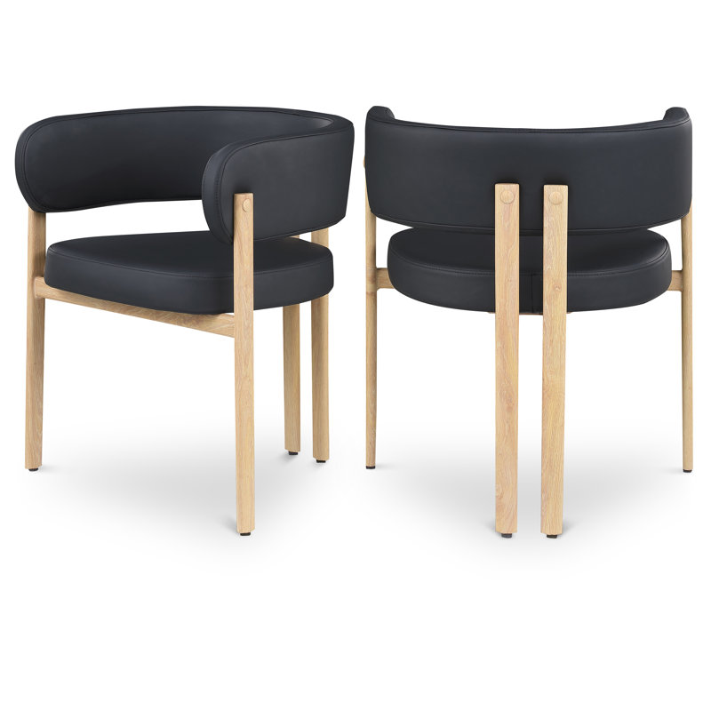 Fauteuil Gideon, Cuir végétalien noir, Naturel