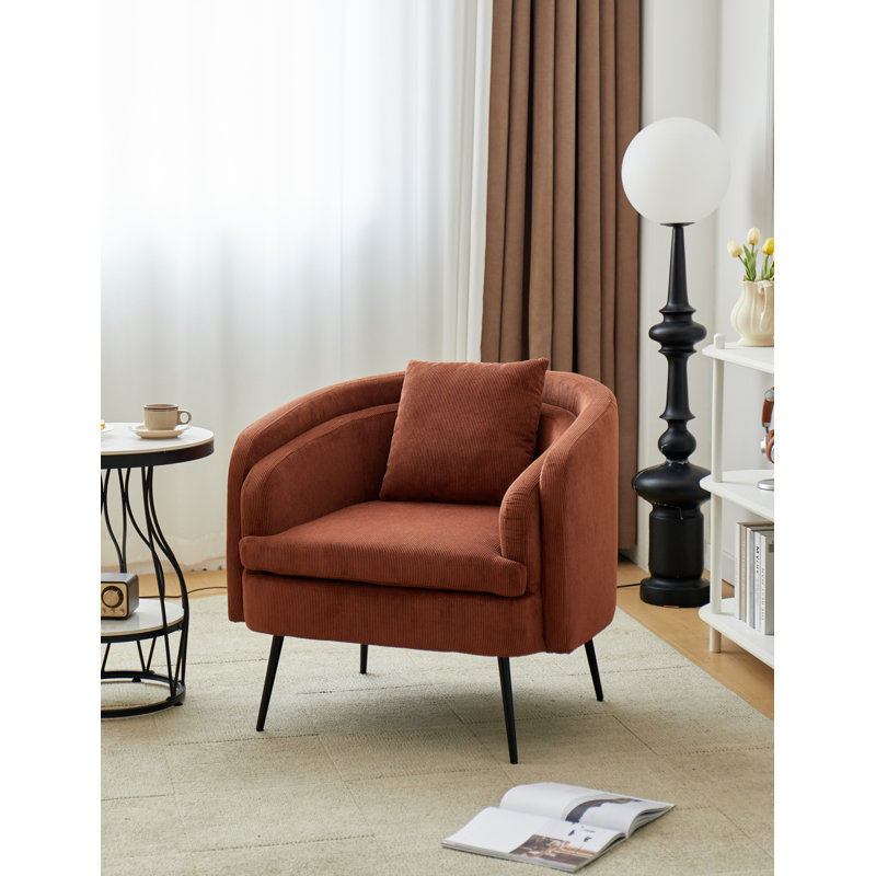 Chaise longue en métal Drayton, Velours côtelé rouge