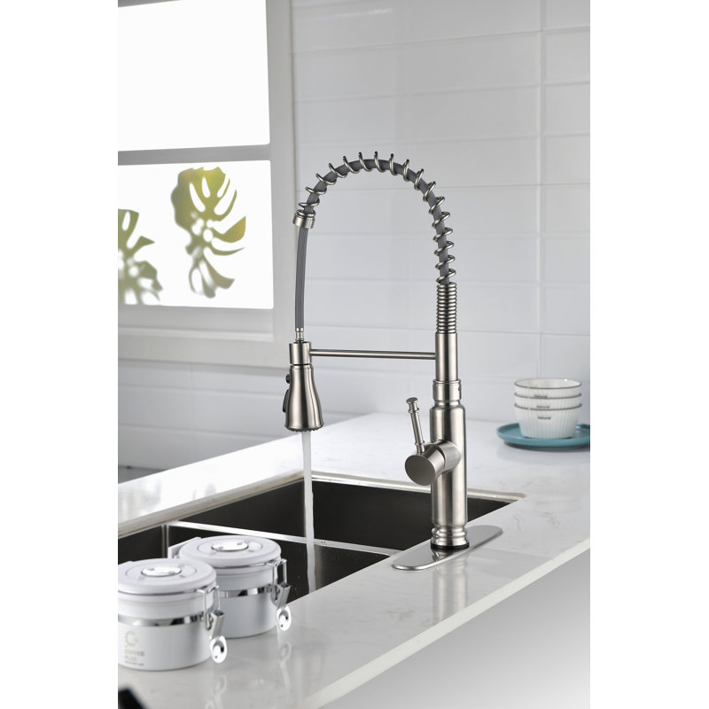 Robinet de cuisine tactile avec douchette extractible, Nickel brossé
