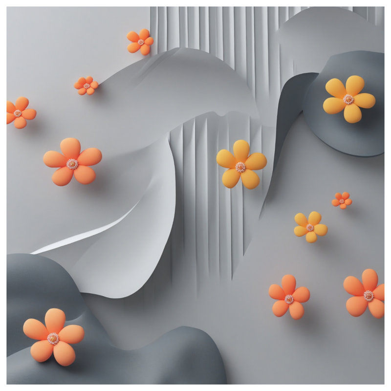 Housses de couette grises à motif floral abstrait, Lit simple