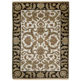 Hand Knotted Wool Area Rug in Ivory And Black