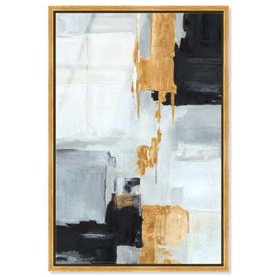 «Gold in the Grey I - Ira Colmeva», reproduction surdimensionnée abstraite encadrée par Art Remedy, cadre doré, 44 x 66