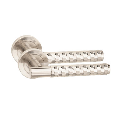 Golden Grace 1 Set Knurled Hex Cut T-Bar Euro Lock Door Handle Set with Key and Key Barrell 70mm