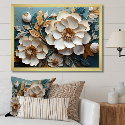 Blanc et bleu, charmante fleur printanière élégance III - fleurs, art mural