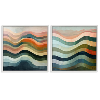 «Earth Tone Fluid Waves», ensemble de 2 giclées par Lazar Studio