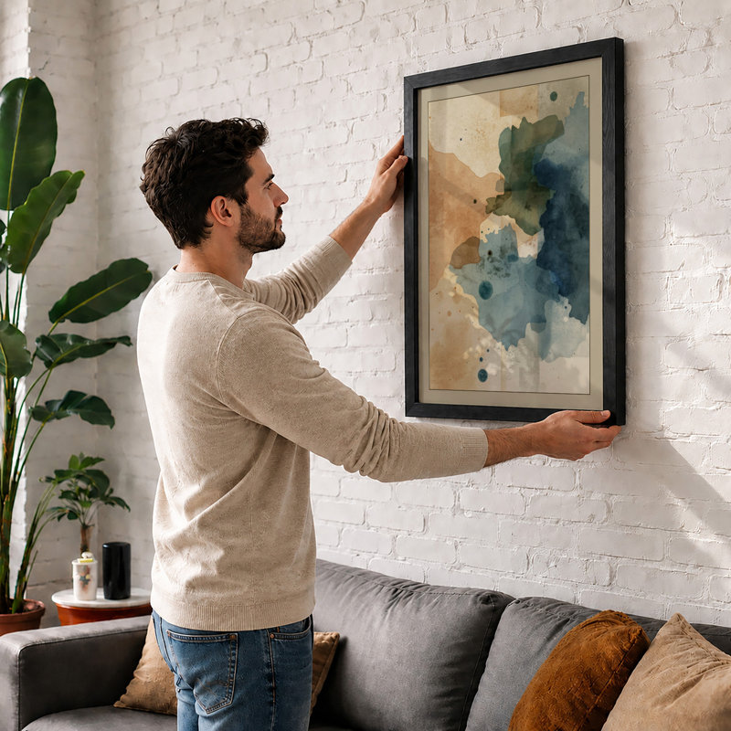 Fluid Abstraction Abstract - Framed Print, A2 - 59.4 x 42.0 cm, Black
