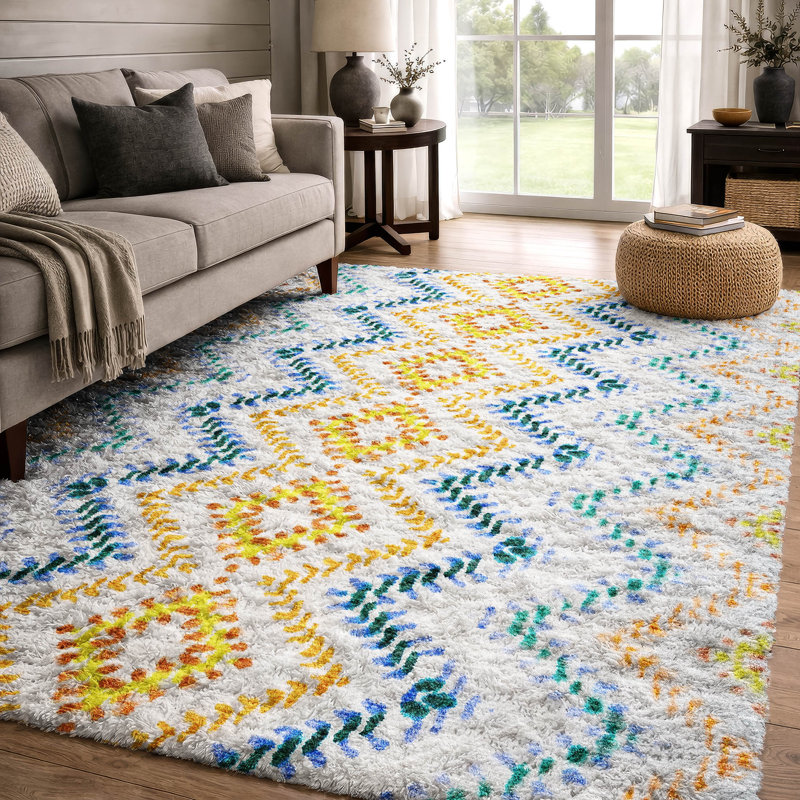 Tapis à poil long de qualité supérieure lavable à la machine ADS683, Ivoire ivoire, 10 pi x 14 pi