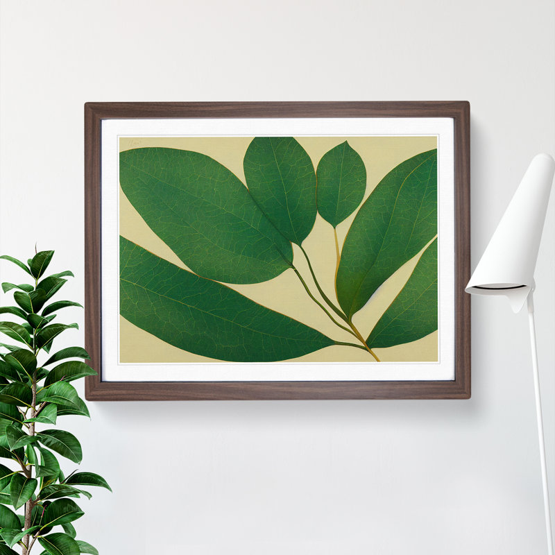 Picturesque Leaf - Single Picture Frame Print, 46cm H x 64cm W x 2cm D, Walnut Framed