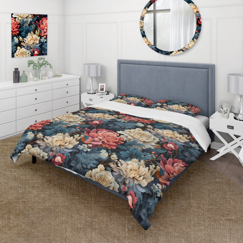 Ensemble de housse de couette éclectique à motif floral kaléidoscope I Eclectic