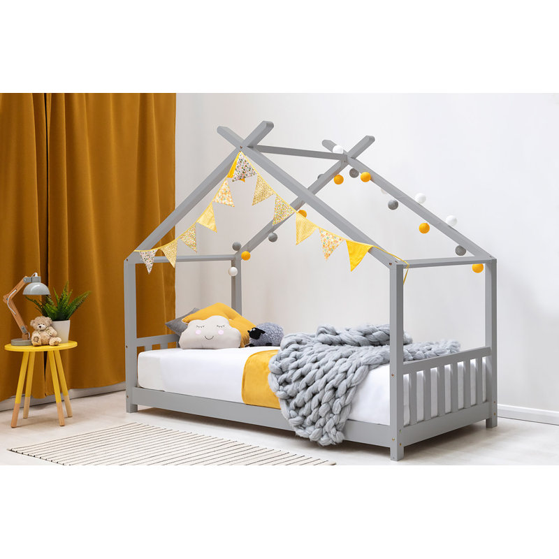 Laurie Single (3') Standard House Beds, Grey, 12cm Memory Foam Mattress