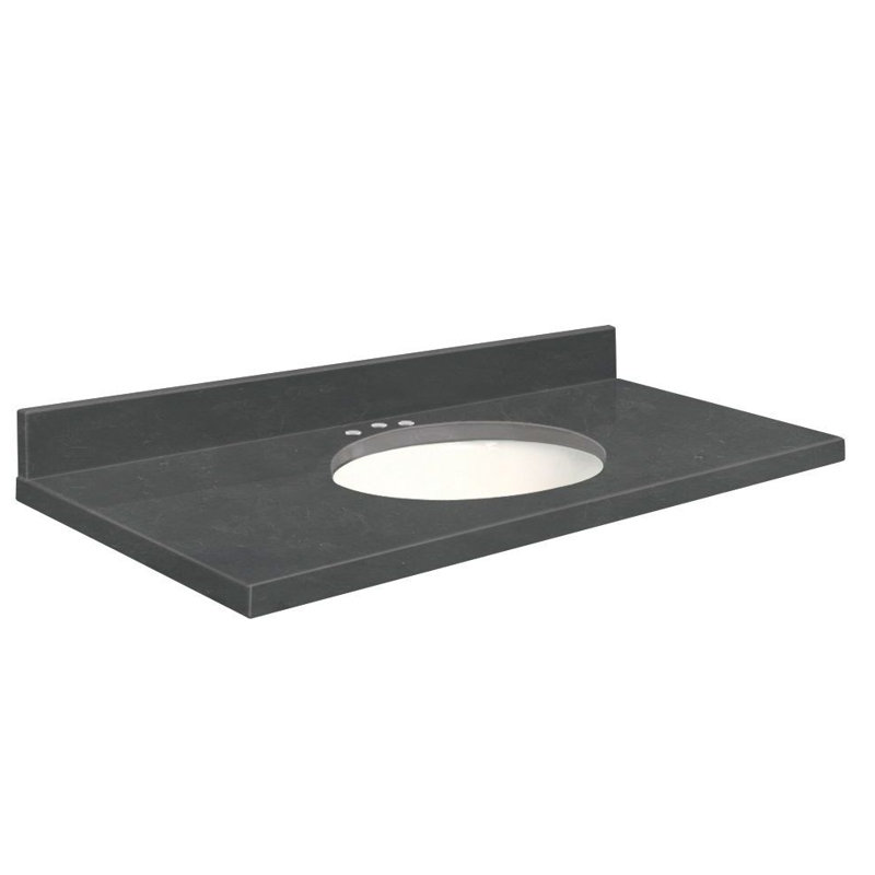 Dessus de salle de bain simple 25 po meuble-lavabo, Blanc, Extase, Décalé de 8 po