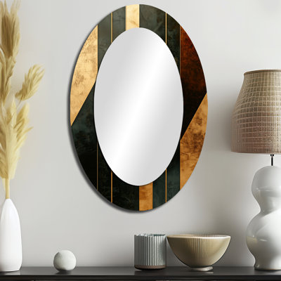 Miroir mural géométrique noyer