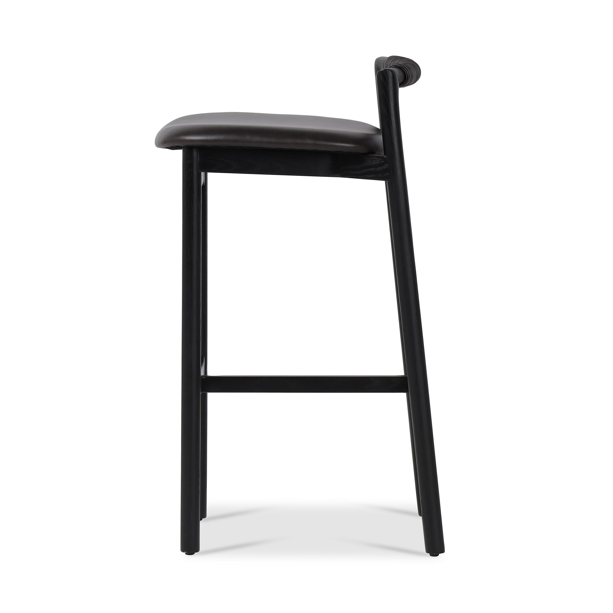 Solene Leather Stool, Sonoma Black/Genuine Leather, Brushed Ebony, Bar Stool (30" Seat Height)