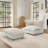 Plush Beige Upholstered Chenille Accent Chair with Oversized Cloud Cushions and Movable Ottoman-1413960698